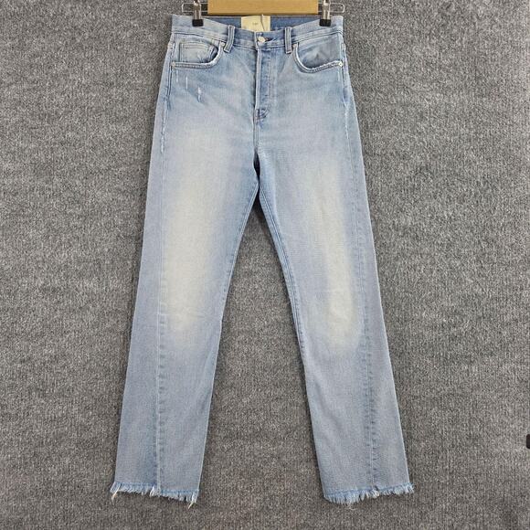 CQY Denim - CQY Jeans 28 High Rise Straight Light Wash Raw Hem Blue Denim Casual Work Office